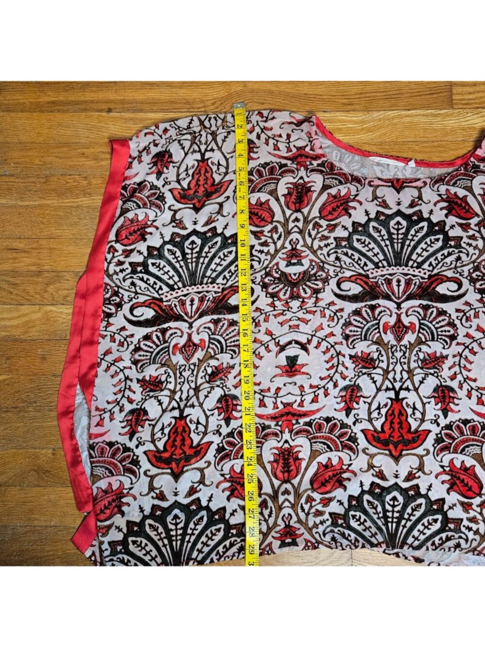 Woman's Soft Surroundings floral boho velvet burnout jewel tone red/beige shawl - Picture 5 of 7